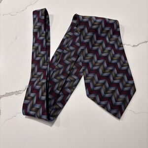 Vintage 1996 Grateful Dead Twelfth Set Blue Metallic Chevron Silk Tie Collectors